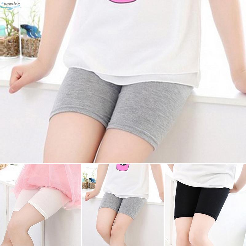 Kids Solid Leggings For Girls Summer Thin Tights Shorts 2+y Young