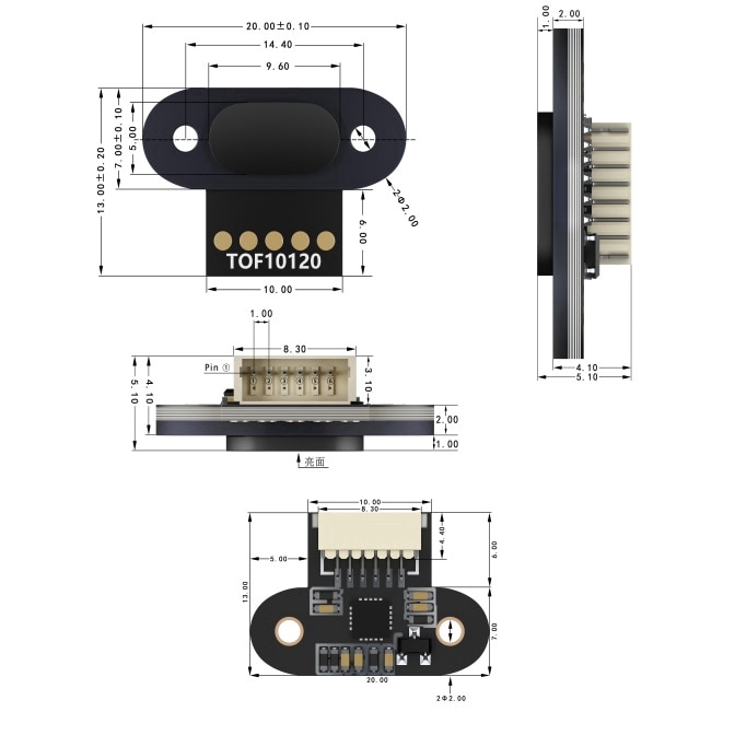 ToF Laser Range Sensor Module TOF10120 Distance Measuring Sensor 10 ...