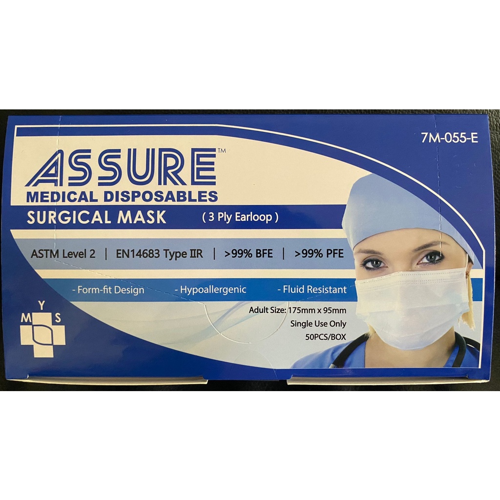 [BUY 1 FREE 1] ASSURE Adult Surgical Mask 3-Ply Earloop Disposable ...