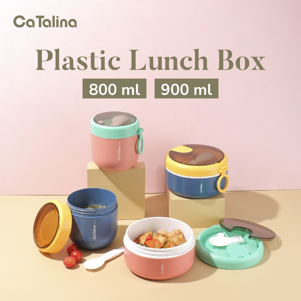 Lunch Box Kotak Makan Rantang Sup 800 ml & 900 ml Anti tumpah FREE Spork - Gambar 2