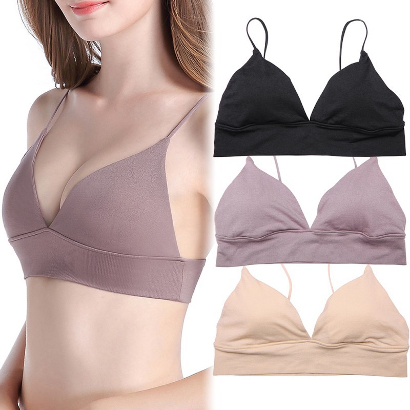 Women Casual Thin Strap Padded Stretch Solid Color Sports Bra