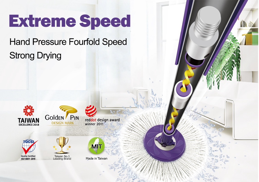 [SupaMop] Classic SH-350-8 Hand Press Spin Mop Set 1 Year Warranty Free ...