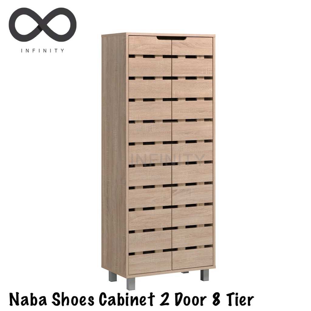 Infinity Naba Shoes Cabinet 2 Door 8 Tier / Storage Cabinet (Walnut ...