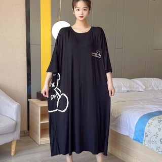 Plus Size Nightgown for Women Loose Sleepwear V Neck Pajama Dress