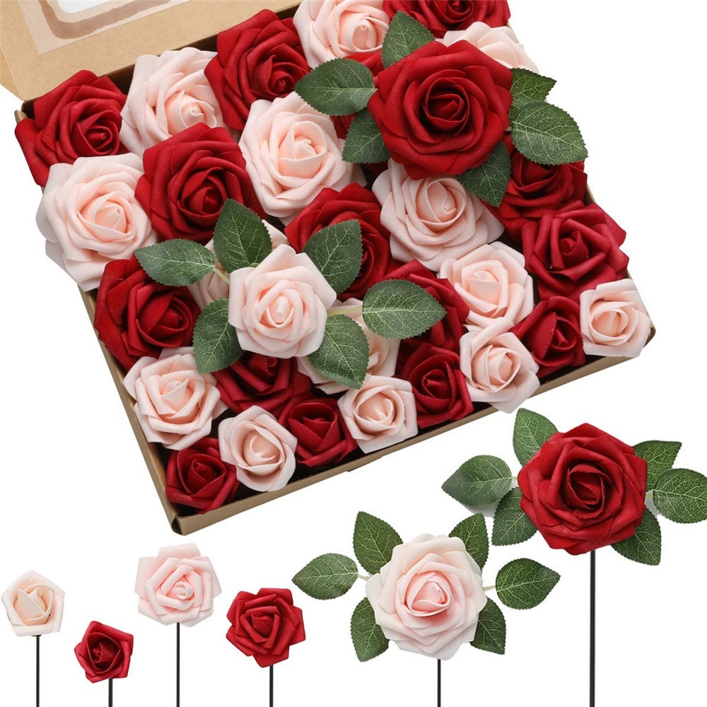 50pcs Artificial Foam Big Rose Flower Cake decoration Wedding Flower Wall Background Bridal Bouquet Supplies