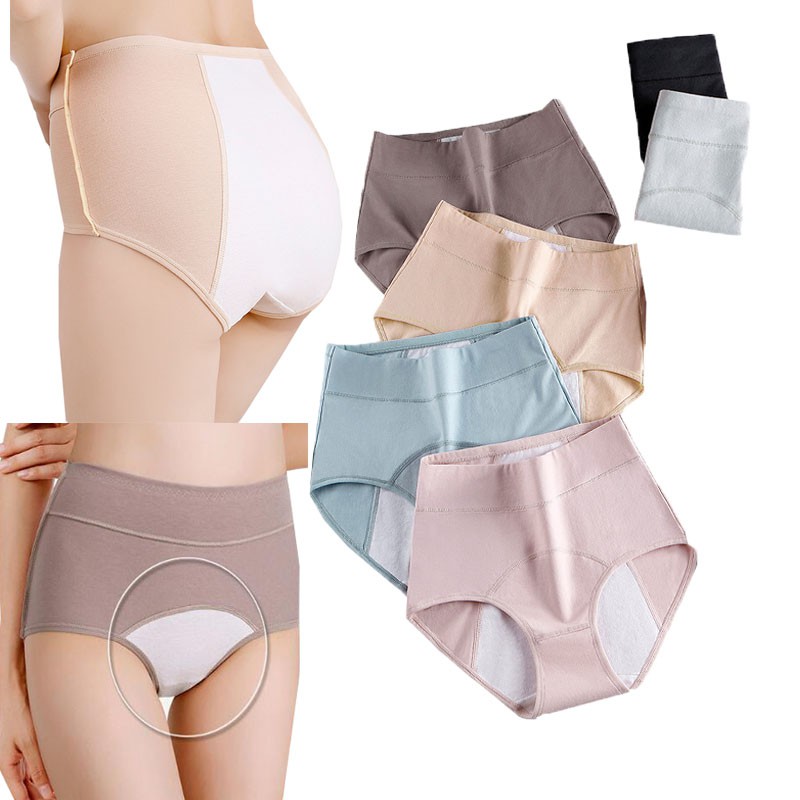 Plus Size High Waist Leak Proof Panties Women's Soft Breathable