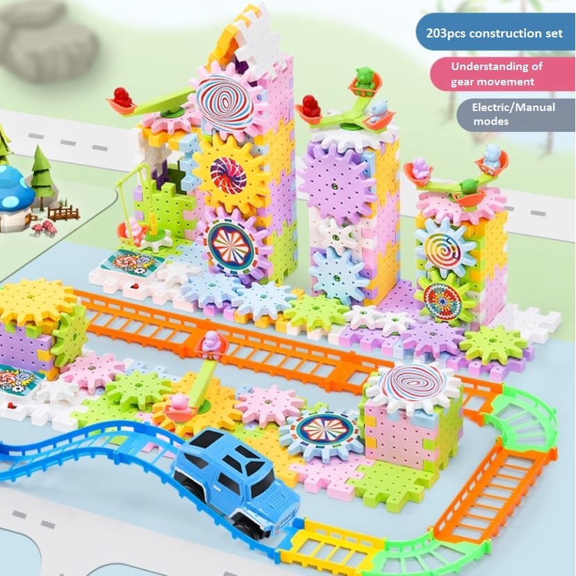 (STEM) 3D Model Building Blocks Set with Gears (Electric/Manual modes ...