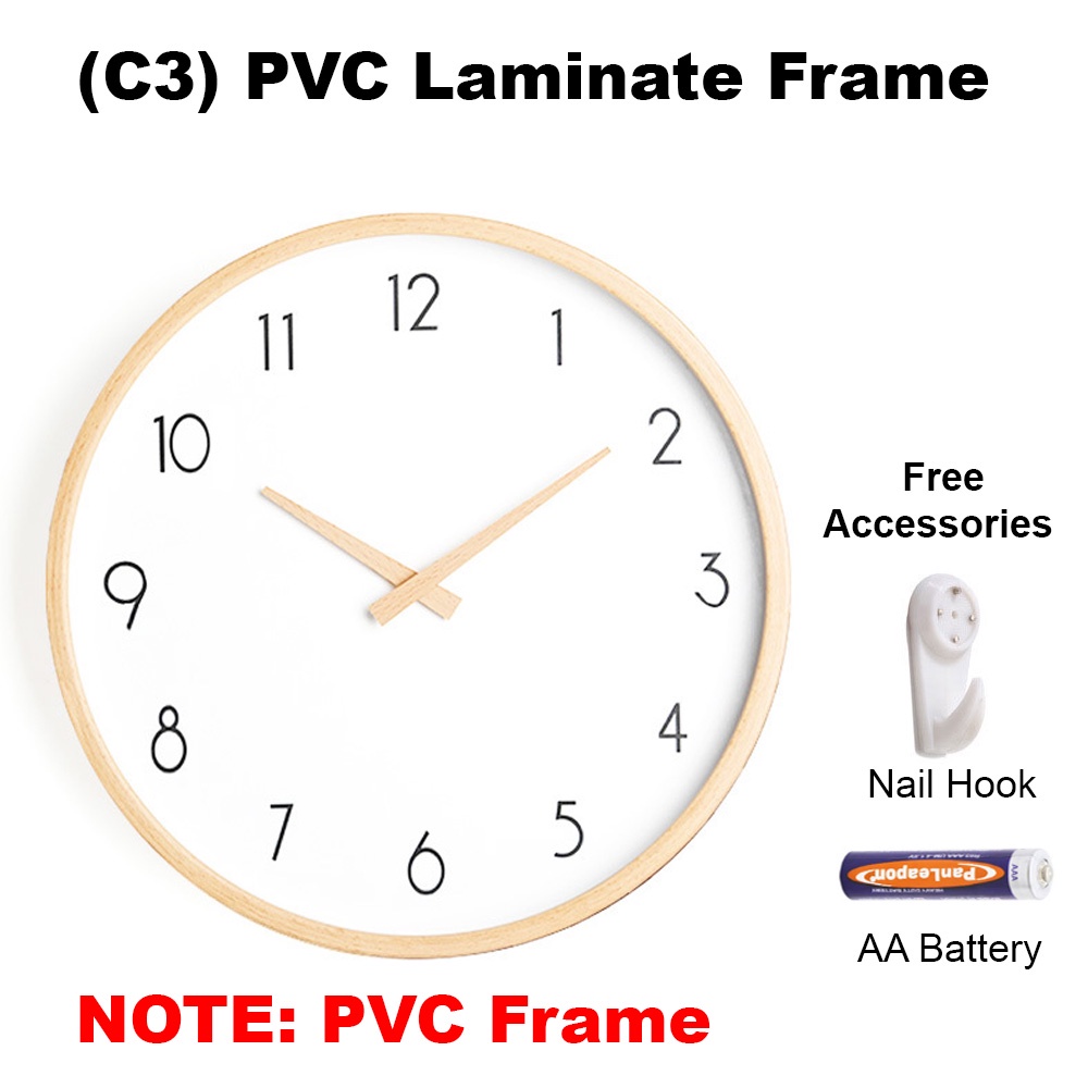 (SG STOCK)★Designer Silent Wall Clock★ Laminated PVC / Minimalist ...