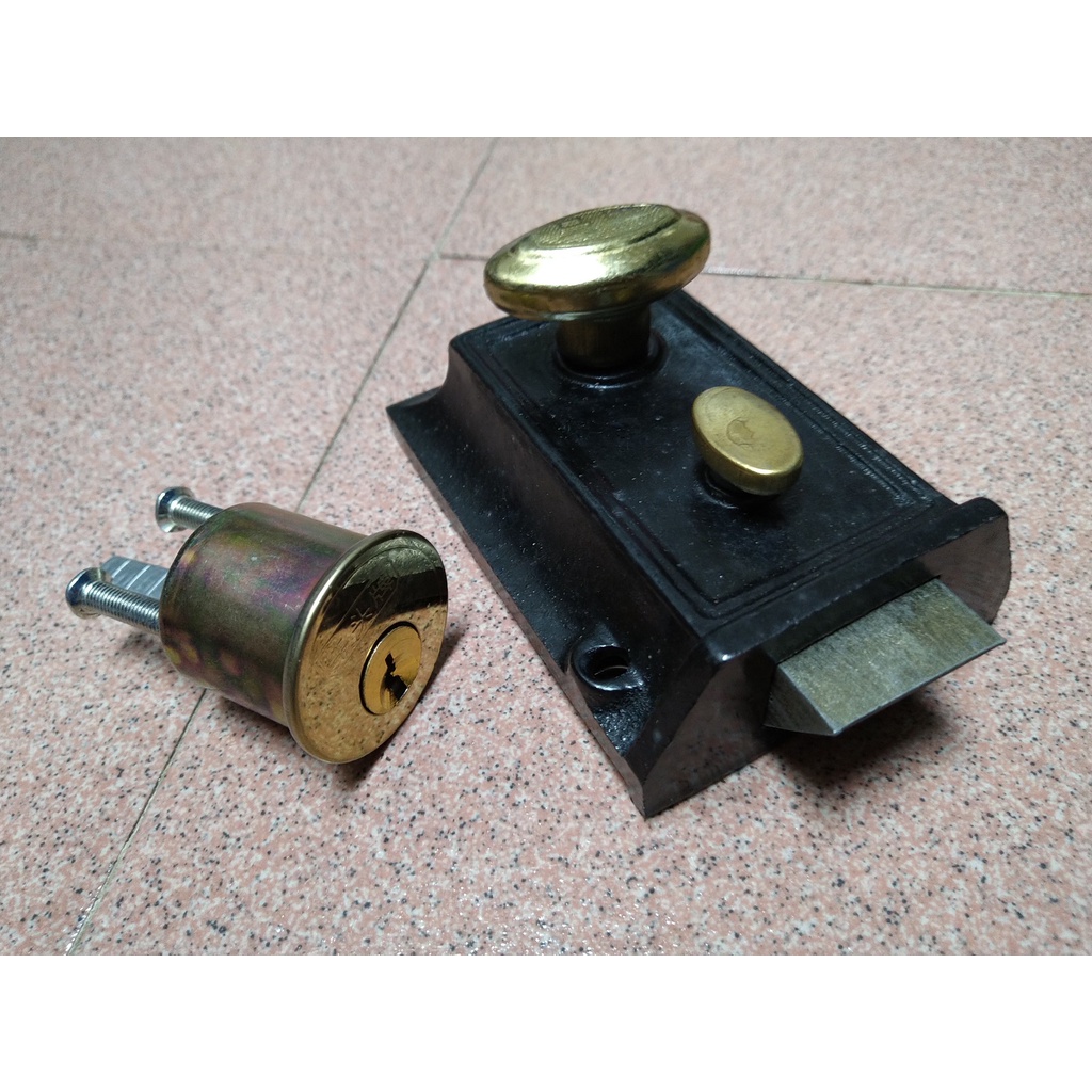 FULL SET TRADITIONAL WOOD 1939 RIM NIGHT LATCH WOODEN DOOR LOCK KUNCI ...