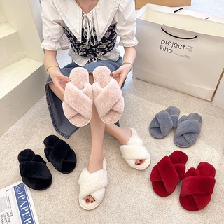 Fur hot sale top slippers