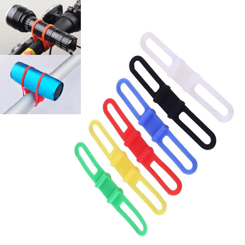 3X Mount Fix Bicycle Cycle Strap Bike Elastic Silicone Flashlight holder Torch Light Phone Mobile Fastener Bandage Band Shopee Singapore