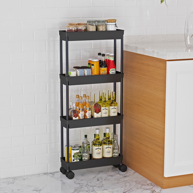 MNS Kitchen Crack Shelf Floor Multi-Layer Trolley Storage Rack ...