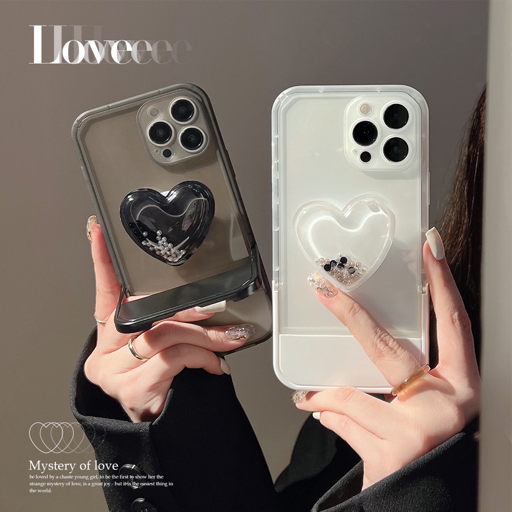 Retro Love Heart Clear Couple Casing Suitable For IPhone 11 12 13 Pro Max IPhone 14 Pro Max 14 Plus IPhone 7 8 Plus X XS MAX XR SE 2020 12 13 mini Invisible Stand Soft TPU Cover