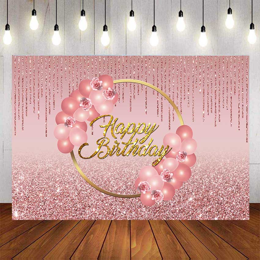 Pink Rose Gold Birthday Backdrop For Photography Baby Kids Shining ...