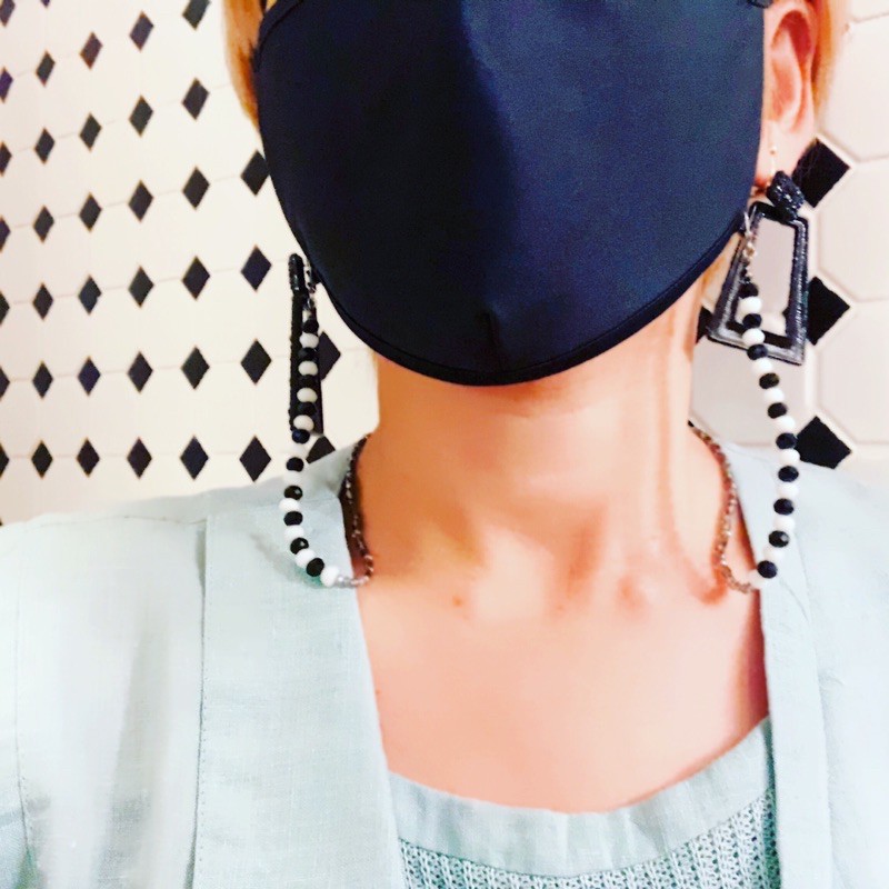 [SG in stock][🇰🇷Heyyoji🇯🇵]Silver chain beads based🤍Elegant beaded mask