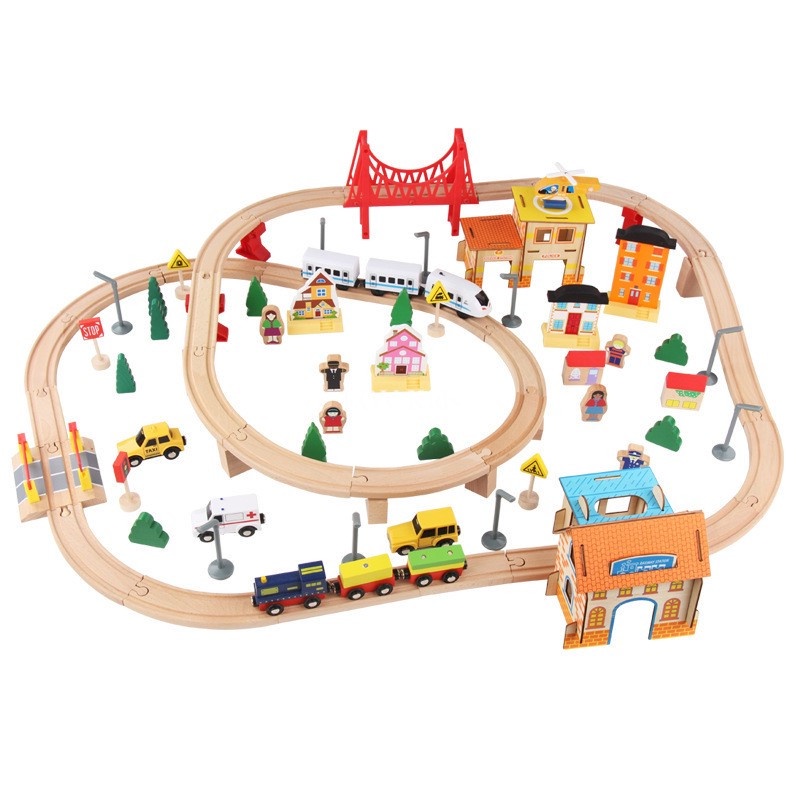 Wooden Train Set Toy 54 95 108pcs for kids Shopee Singapore