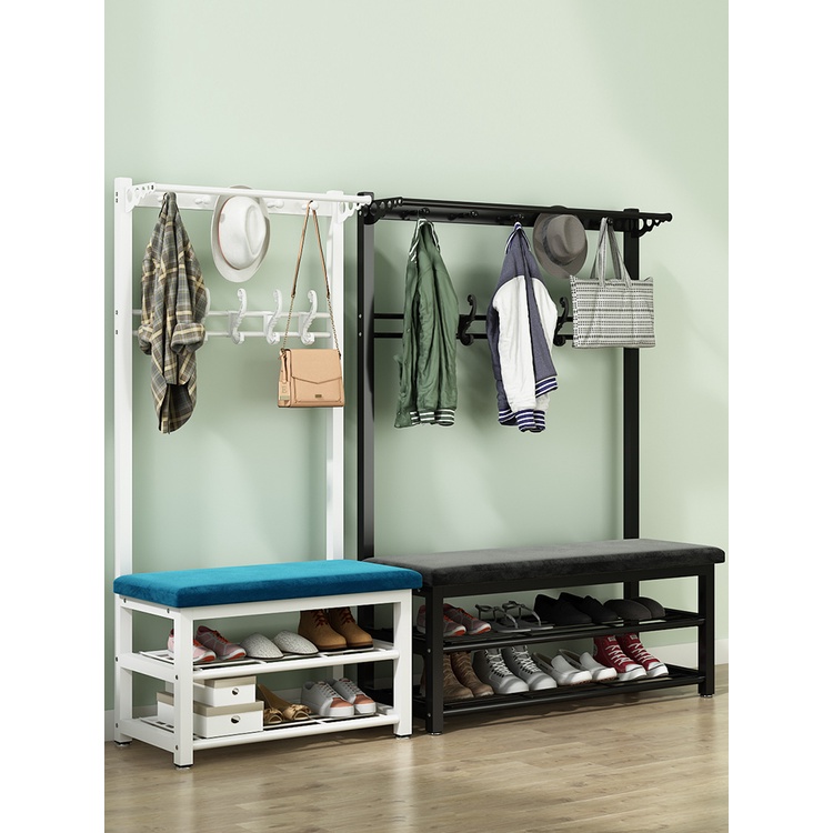 Shoe Changing Stool Entrance Clothes and Hat Rack Iron Floor Type ...