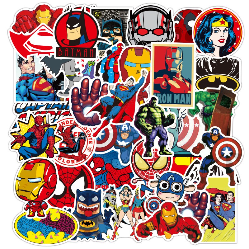 50pcs Marvel Sticker Superhero Sticker Waterproof Vinyl Spiderman ...