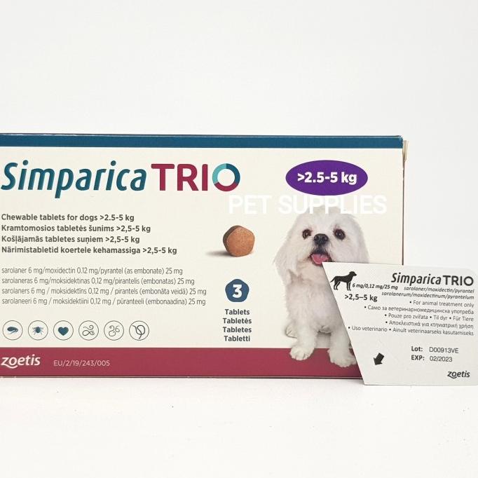 Zoetis Simparica Trio Dog Lice Medicine Plus Worms (2.55 Kg) Shopee