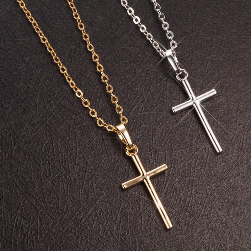 Mens gold chains on sale with cross pendant