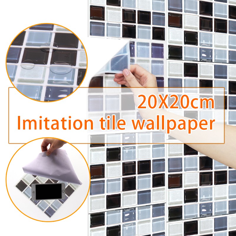6 PCS 20x20cm Plane smooth Tile Stickers Waterproof Wall Sticker Self ...