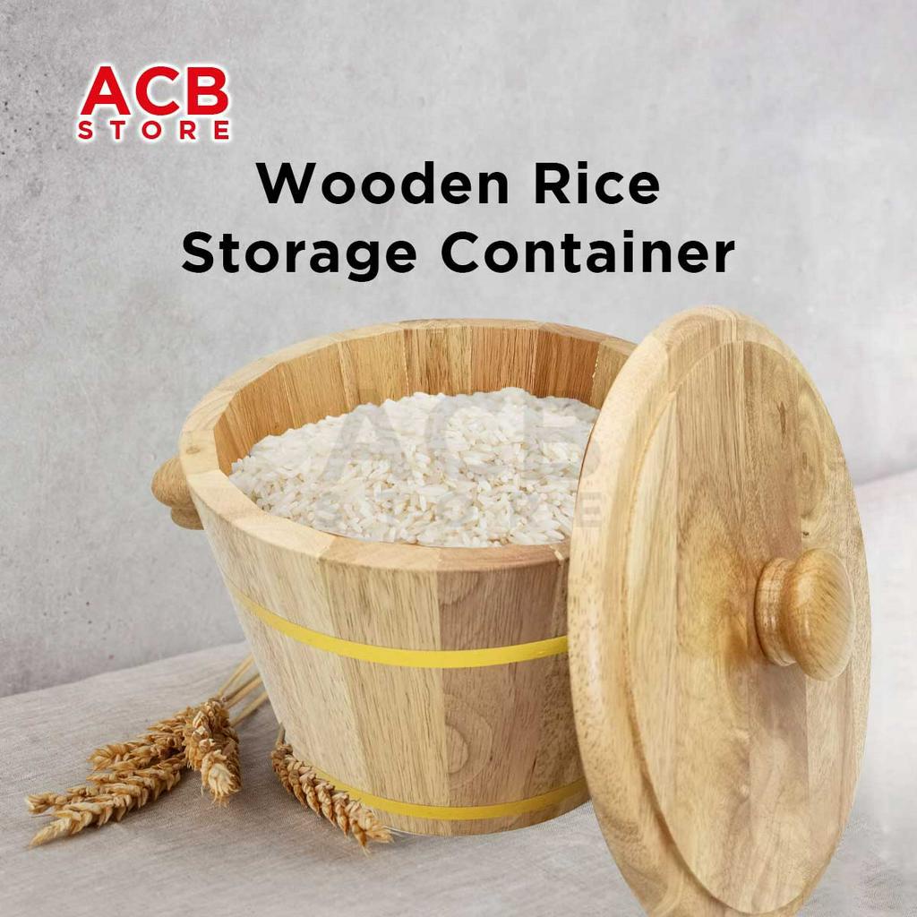 [MOVE NEW HOUSE] Wooden Rice Storage Container 3kg 6kg | Rice Bucket ...