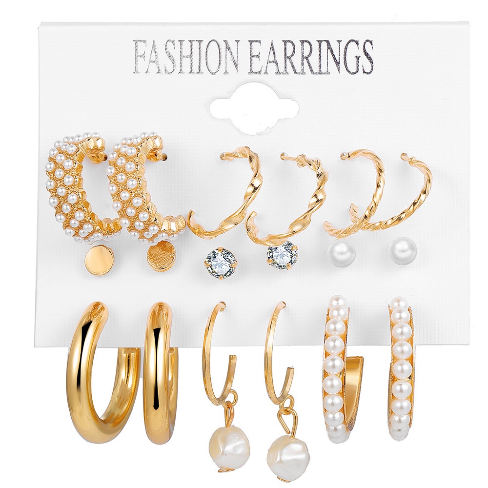 Gold Pearl Earrings Set for Women Girls  Fashion Chain Link Hoop Stud Drop Dangle Earrings Boho Statement Paperclip Hypoallergenic Earrings for Birthday Party Christmas Jewelry Gif
