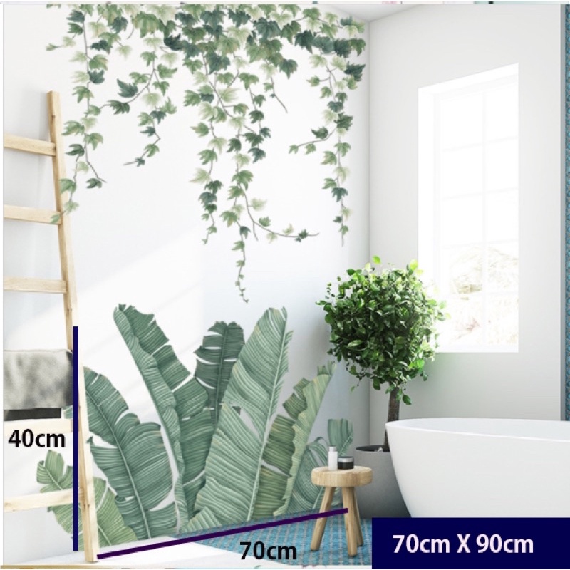 Frigg Green Plant Wall Sticker Diy Peony Rose Flowers Beach Tropical