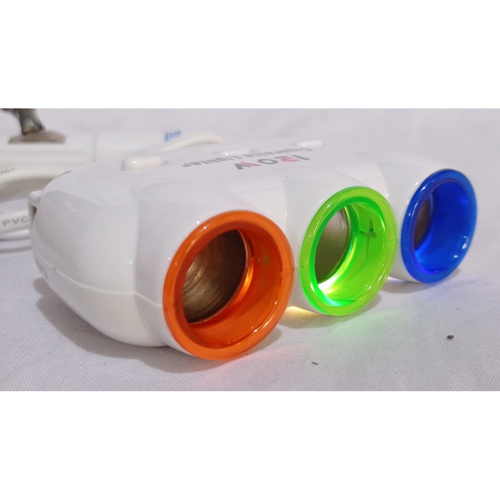 Three-Hole Lighter Plug With LED Light 120w lux D21 white | Shopee ...