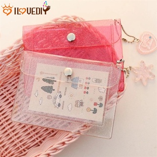 Transparent Coin Pouch Wallet Pouch,Coin Purse Fashion Lipstick Bag Pink  Transparent with Keychain Sequin Mini Comestic Bag(Pink)