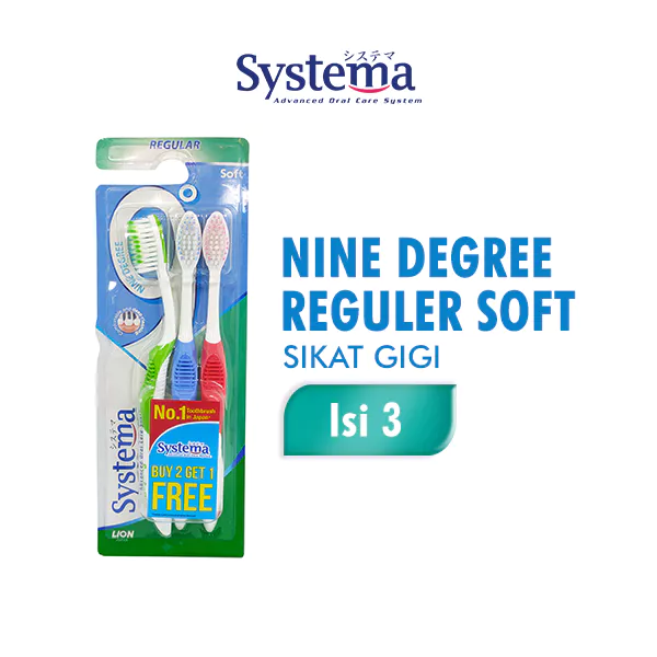 Systema Sikat Gigi 9 Degree Reguler Kemasan Ekonomis Isi 3 Pcs - Gambar 2