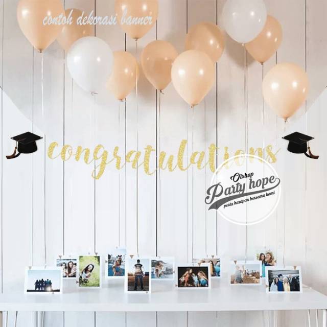 Bunting flag congratulations / graduation / gold cutting writing banner ...