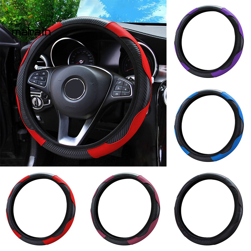Mal 38cm Universal Anti-Slip Faux Leather Car Auto Steering Wheel Protective Cover