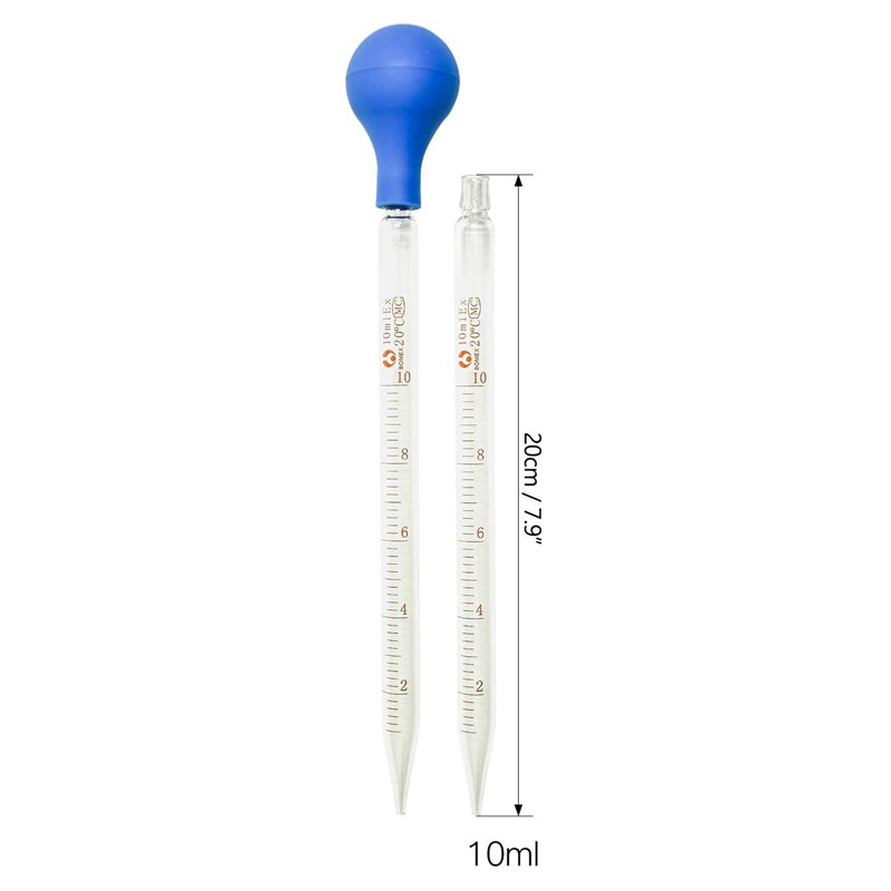 0.5/1/2/3/5/10ml Glass Pipette Measuring Graduated Dropper with Rubber ...