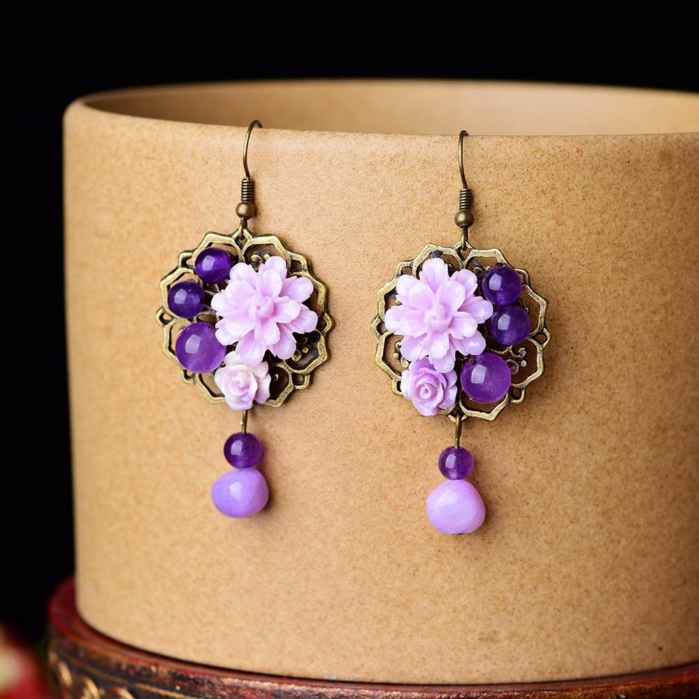 Purple on sale flower earrings