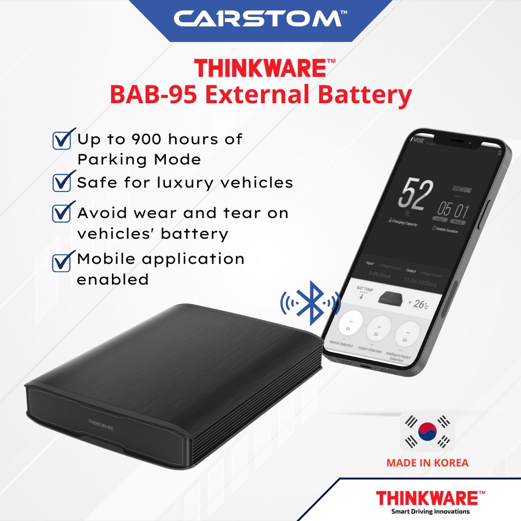 Thinkware Battery Pack iVolt BAB95 Bluetooth connectivity enabled