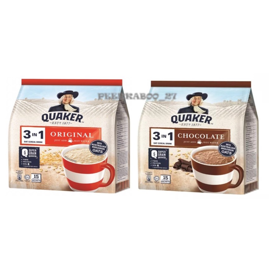 QUAKER OAT CERIAL 3 IN 1(28GM X 15 SACHETS) | Shopee Singapore