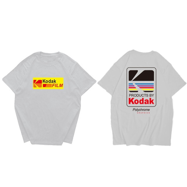 ★KODAK★ Big Logo Cotton Short Sleeve T-Shirt WHITE Kodak Apparel Unisex Back Mesh Big Wording Logo Short Sleeve