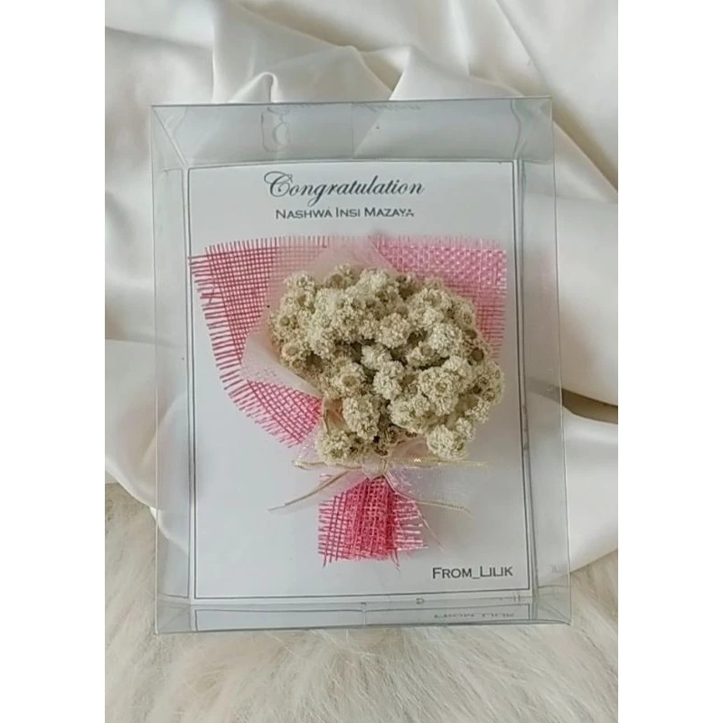 mini buket / Buket bunga kering dalam box - Gambar 3