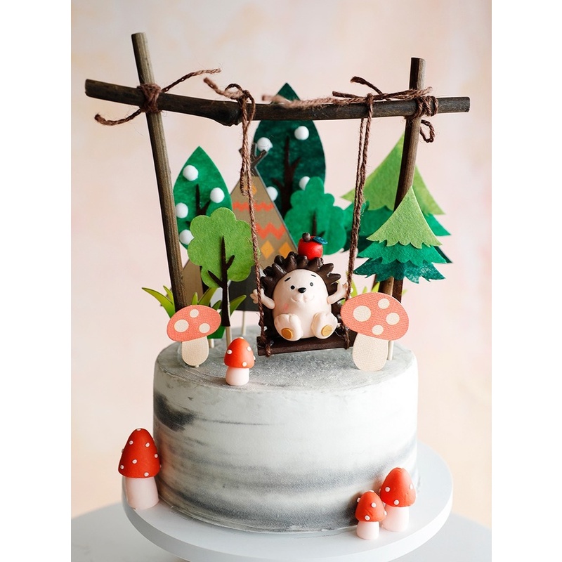 Forest Tree Cake Topper Happy Birthday Cake Decoration Birthday Cake