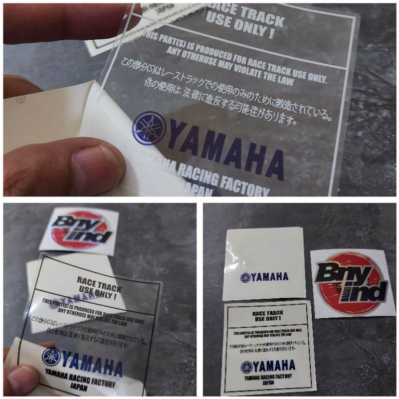 Yamaha WARNING YAMAHA RACE TRACK USE ONLY JAPAN TRANSPARENT WARNING ...