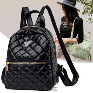 Quilted leather store backpack