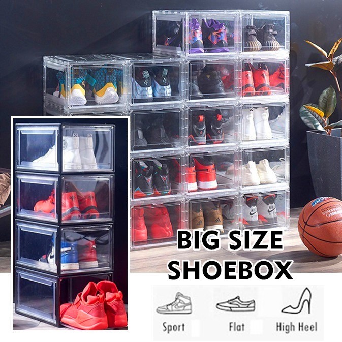 Front Drop Magnetic Lid Sneaker Shoe Storage Box | Shopee Singapore