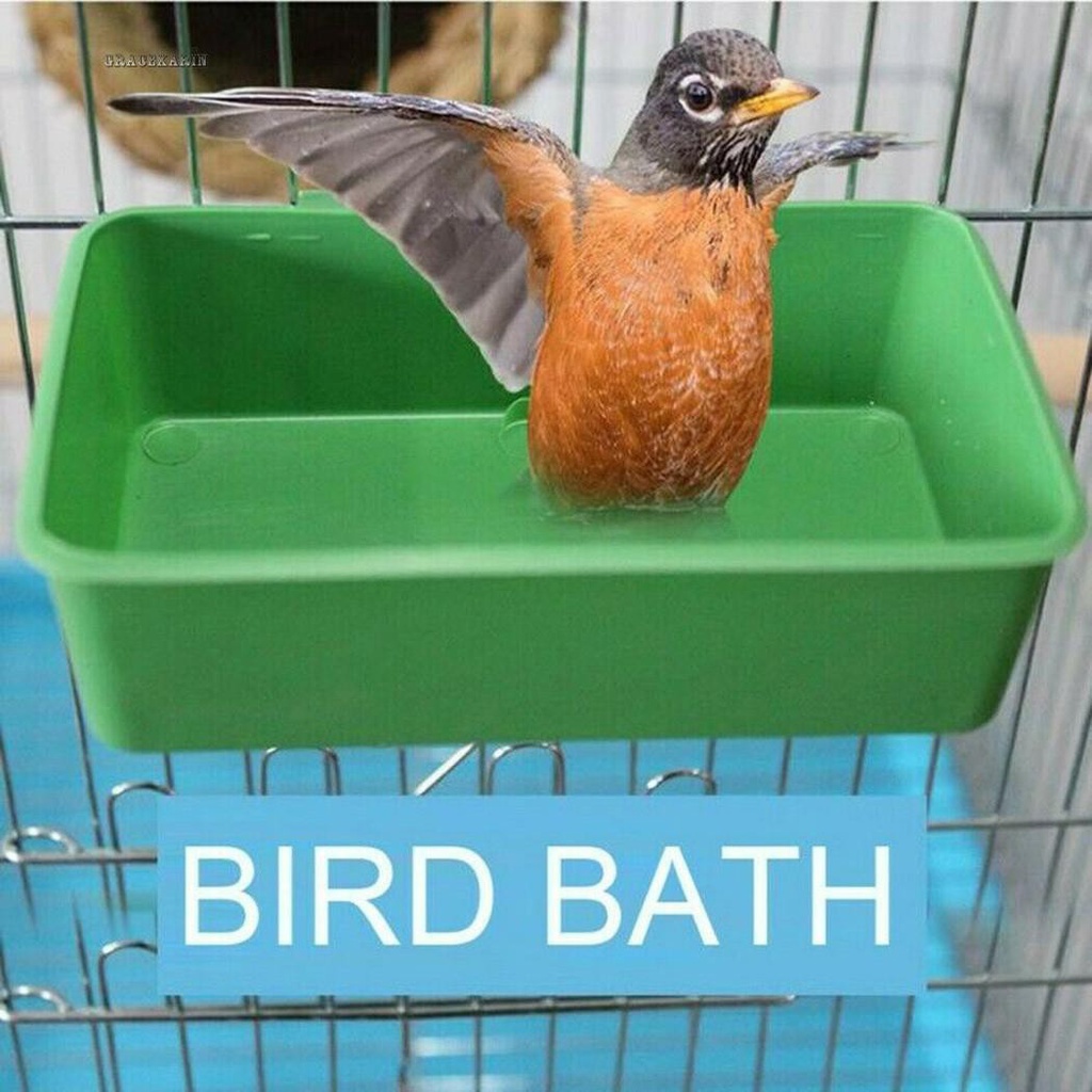 Bird Water Bath Tub Pet Bird Bowl Parrots Parakeet Birdbath Cage