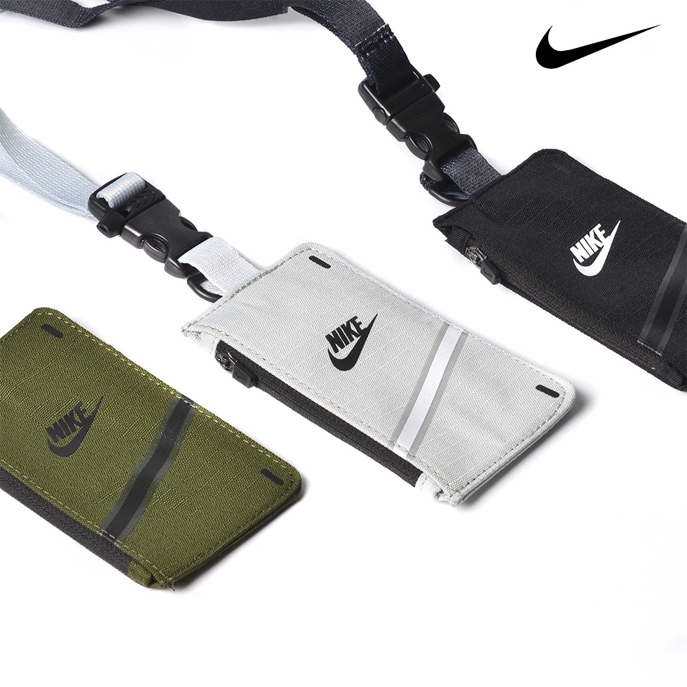 NIKE Identification Card Strap Bag ID ZIP Neck Lanyard Document Holder Case Coin Purse N1004119