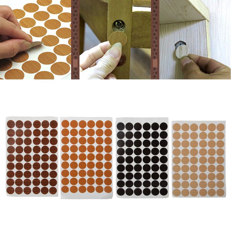 sun 60Pcs 20mm Wooden Furniture Self Adhesive Cabinet Screw Cap Covers Hole Stickers