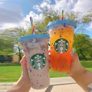 2022 New 5 Style Starbucks Tumbler Color Changing Confetti Reusable Plastic  Tumbler with Lid and Straw Cold Cup, 24 Fl Oz, Set of 1 or 5 LDYLIST