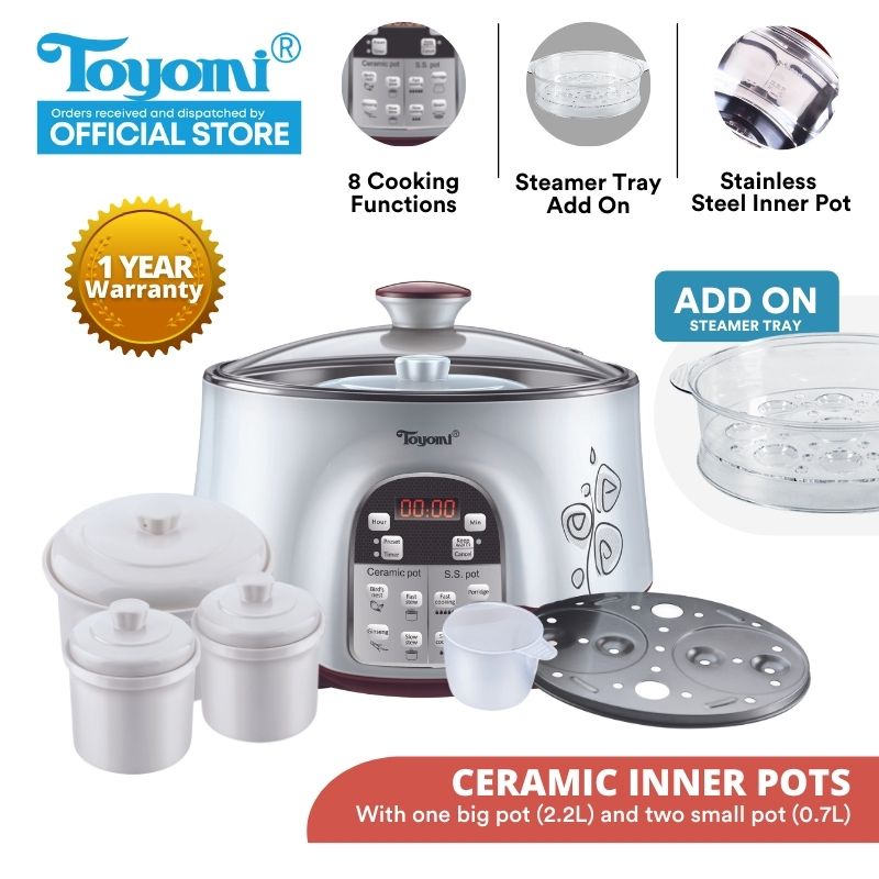 TOYOMI 2.2L Double Boiler Cooker SC 2288 Shopee Singapore