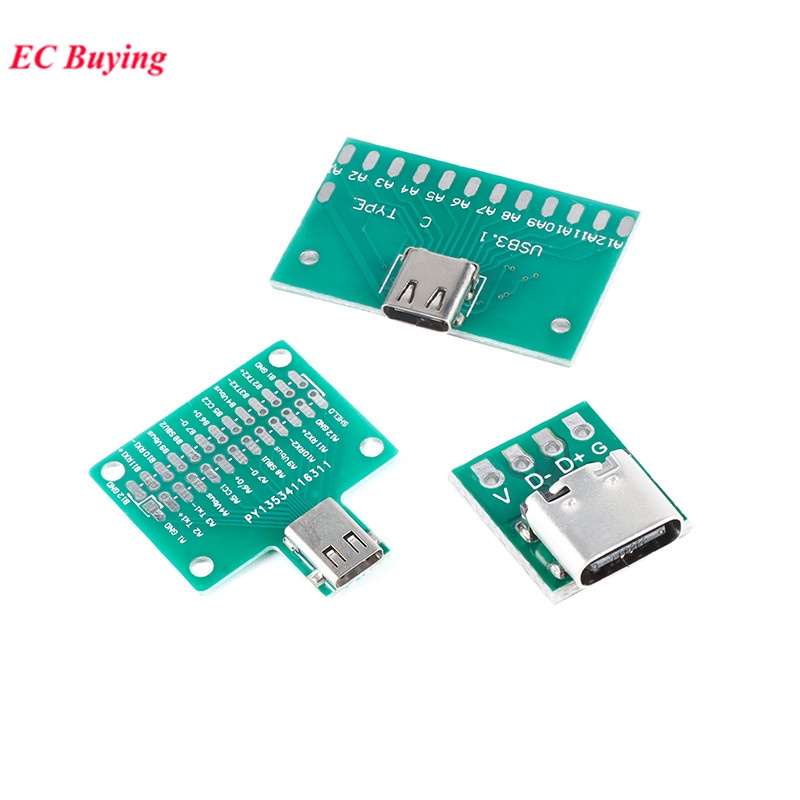 Tipe Type C Female USB 3.1 With PCB Board 24P Connector Adapter