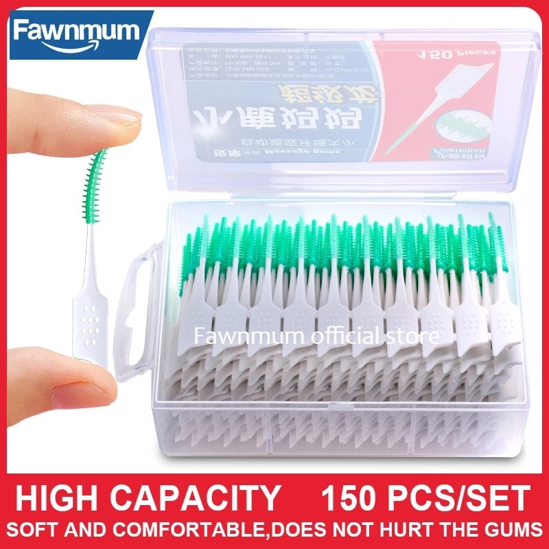 Fawnmum 150Pcs/set Silicone Interdental Brushes Super Soft Dental
